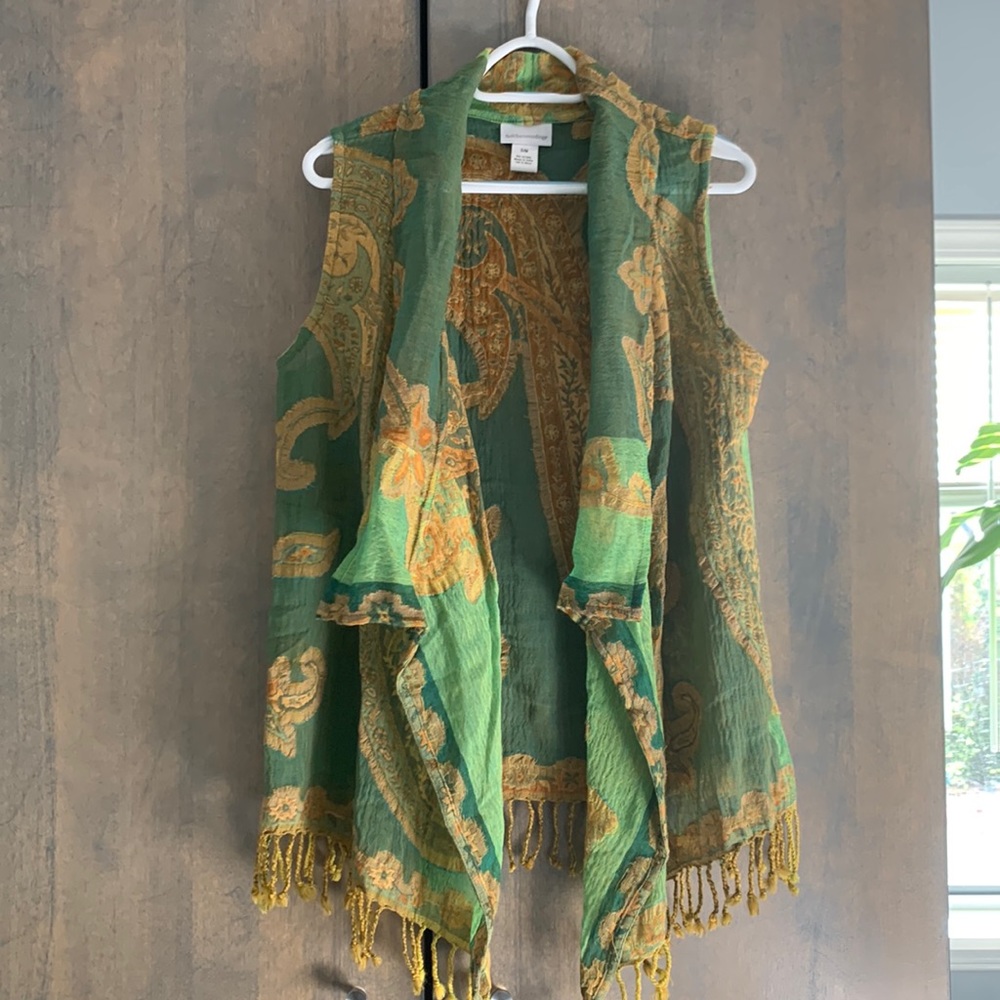 Thin, Soft Surroundings tapestry vest. Size S/M